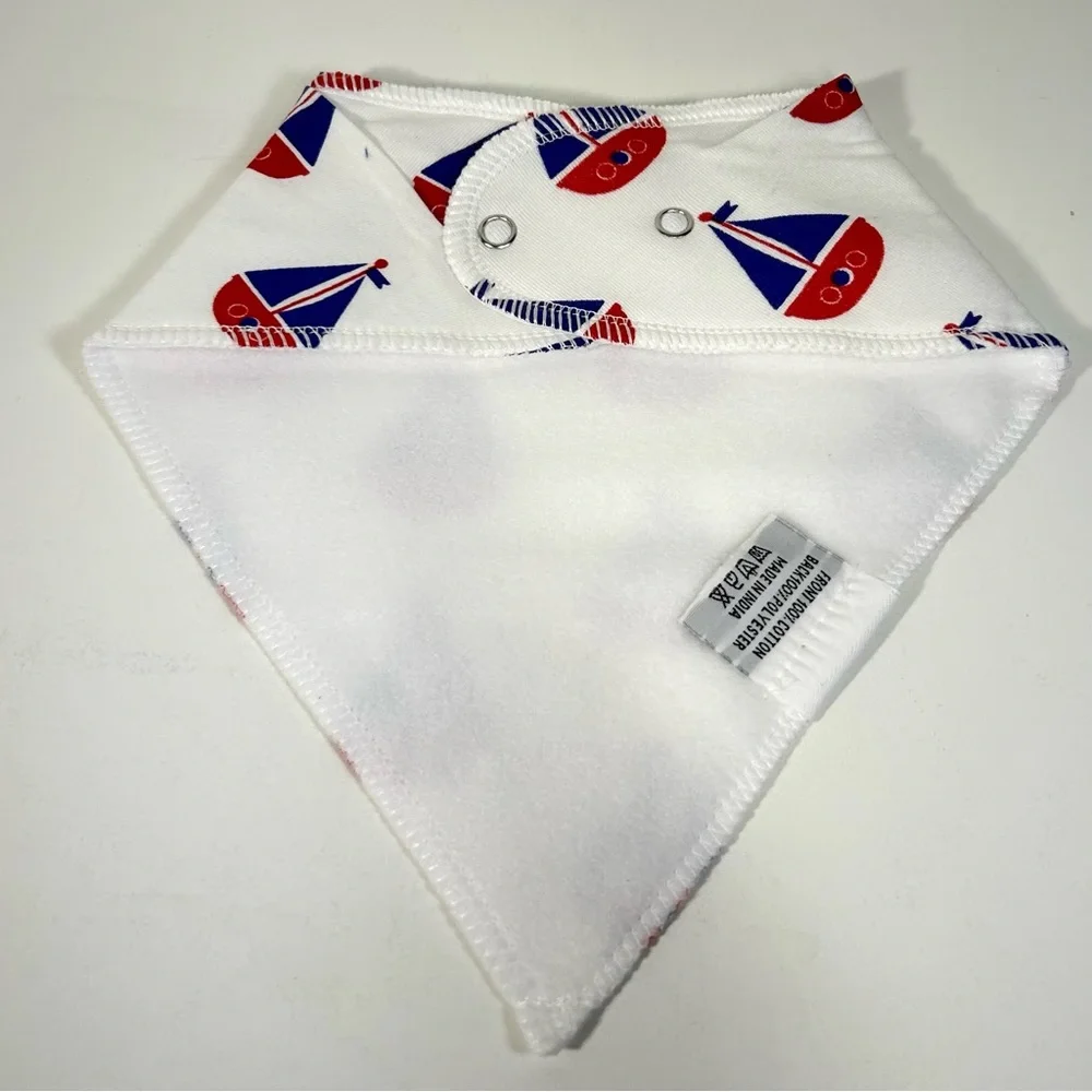 FARNOD Baby Bandana Drool Bibs 4‎ Pack Sailboats Plaid Blue Pattern Triangle